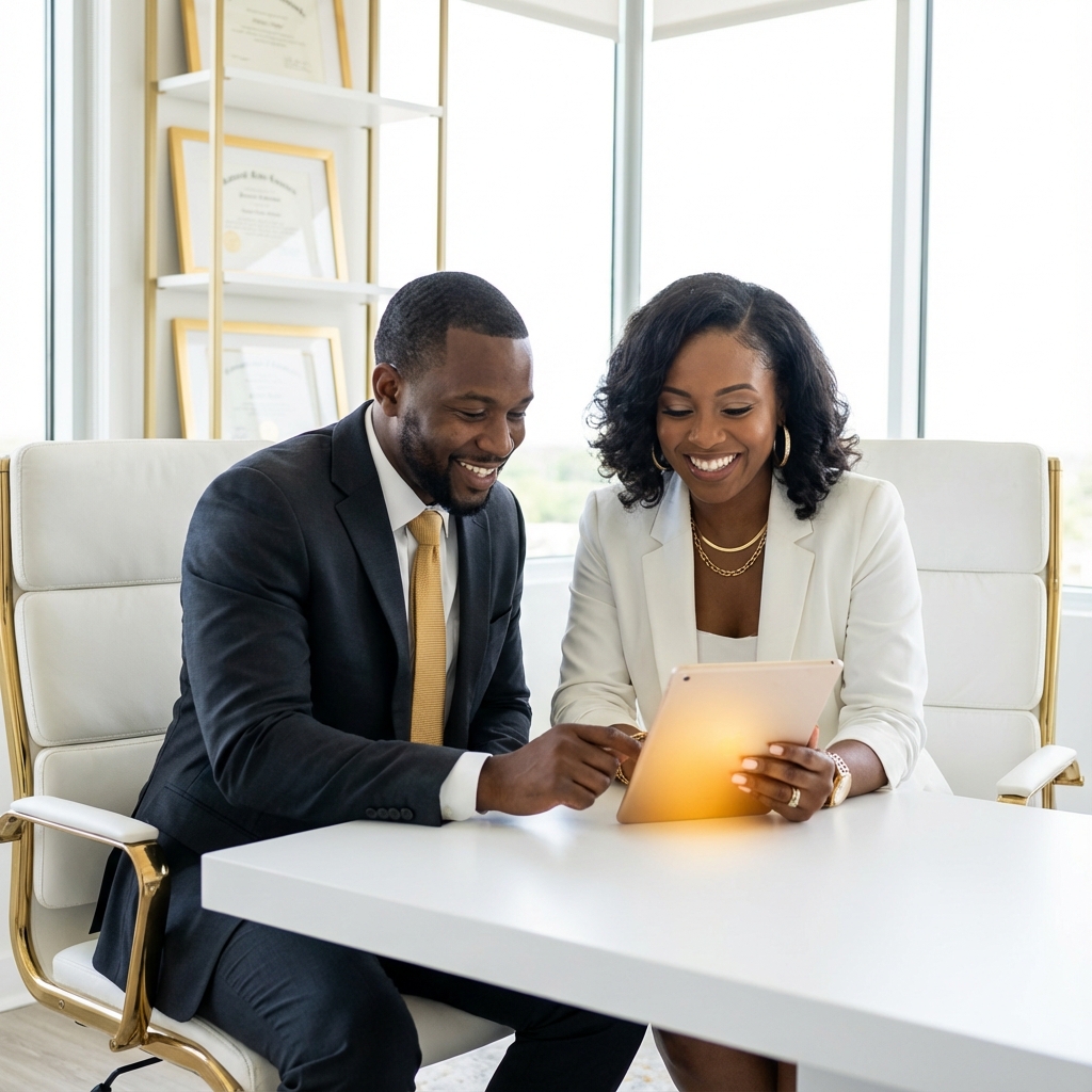 African professionals using technology